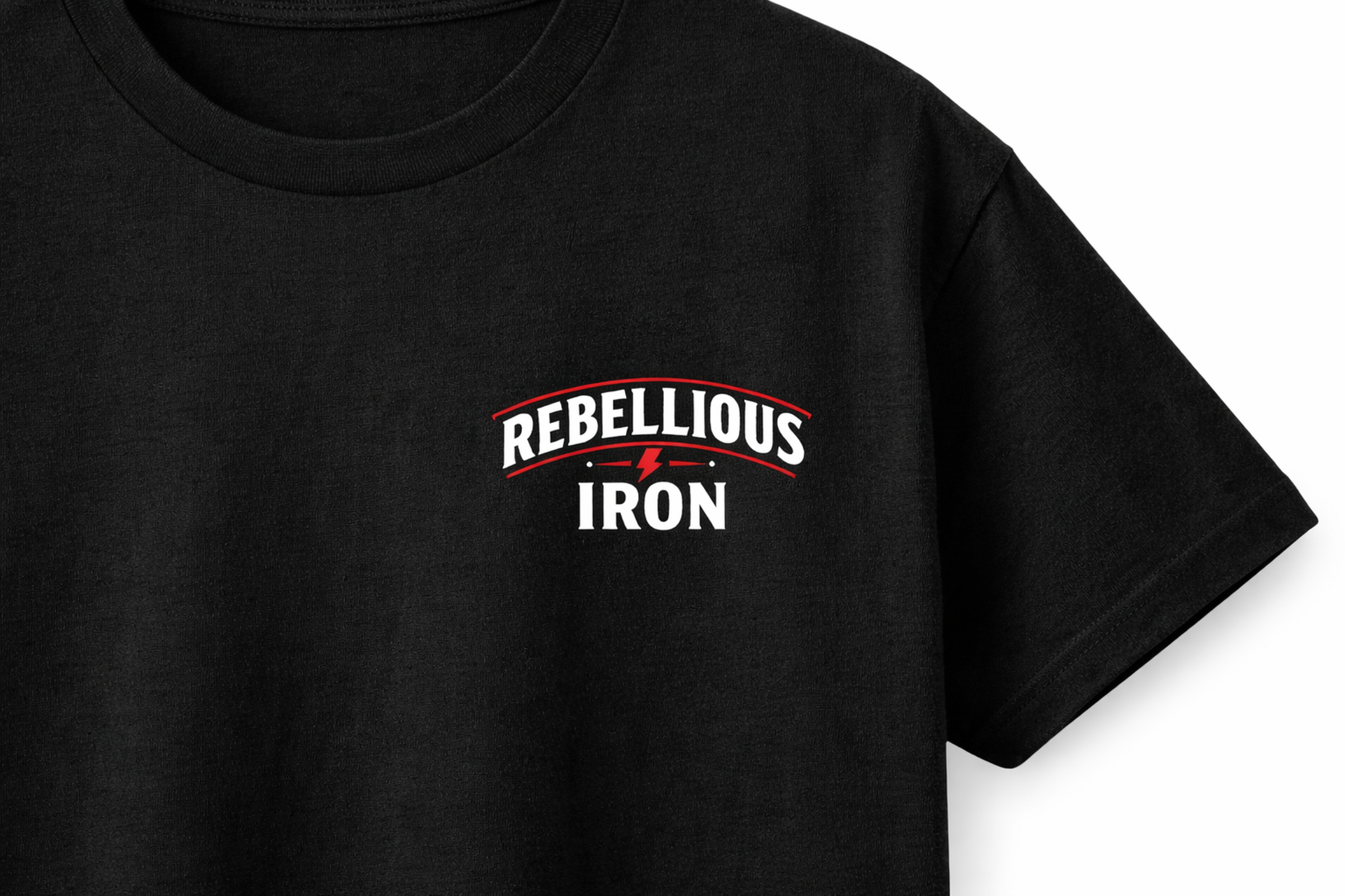 Black Rebellious Iron shirt front logo
